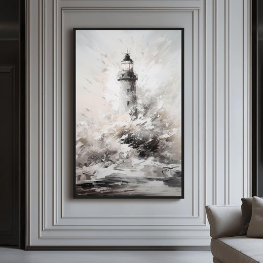 Lighthouse Nautical Art Framed Canvas