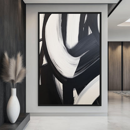 Black White Brushstroke Abstract Art Digital Print