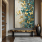 Butterflies Teal Gold Modern Art Framed Canvas