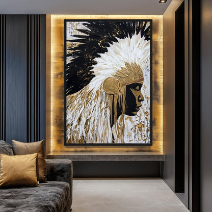 Headdress Native American Art Framed Canvas