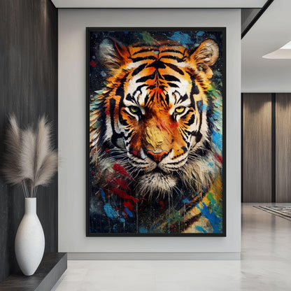 Colorful Tiger Modern Art Framed Canvas