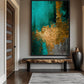 Teal Gold Modern Art Framed Canvas