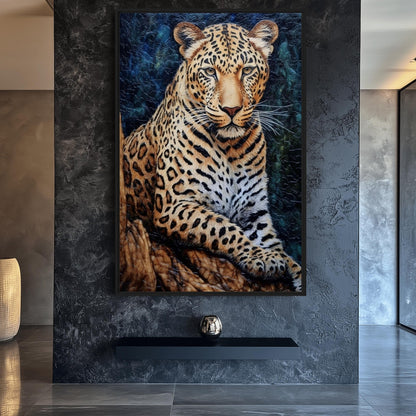 Leopard Mosaic Art Framed Canvas