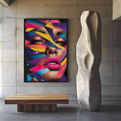 Neon Pop Art Woman Framed Canvas - PaintFu