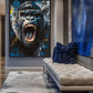 Roaring Gorilla Modern Art Framed Canvas