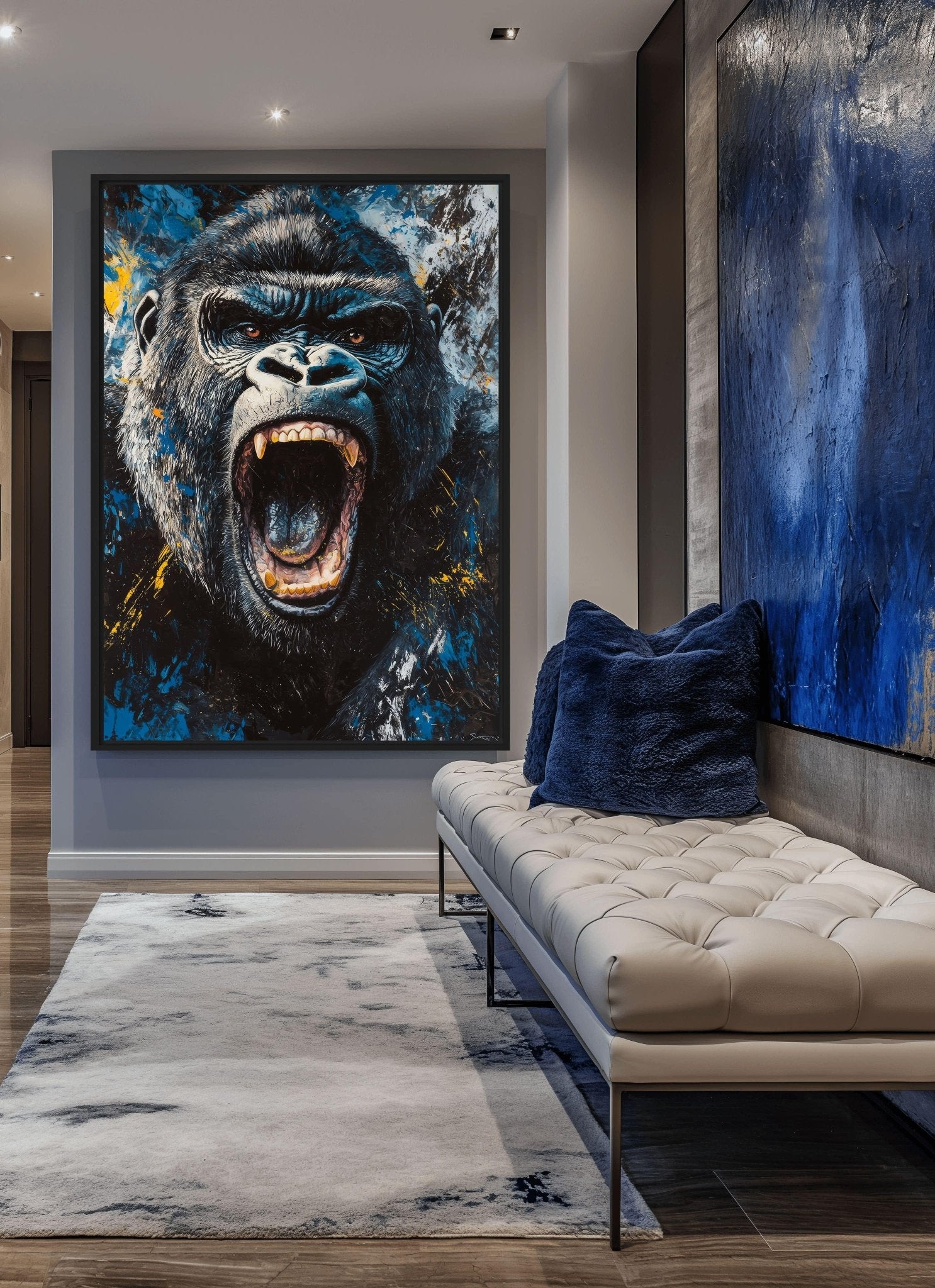 Roaring Gorilla Modern Art Framed Canvas