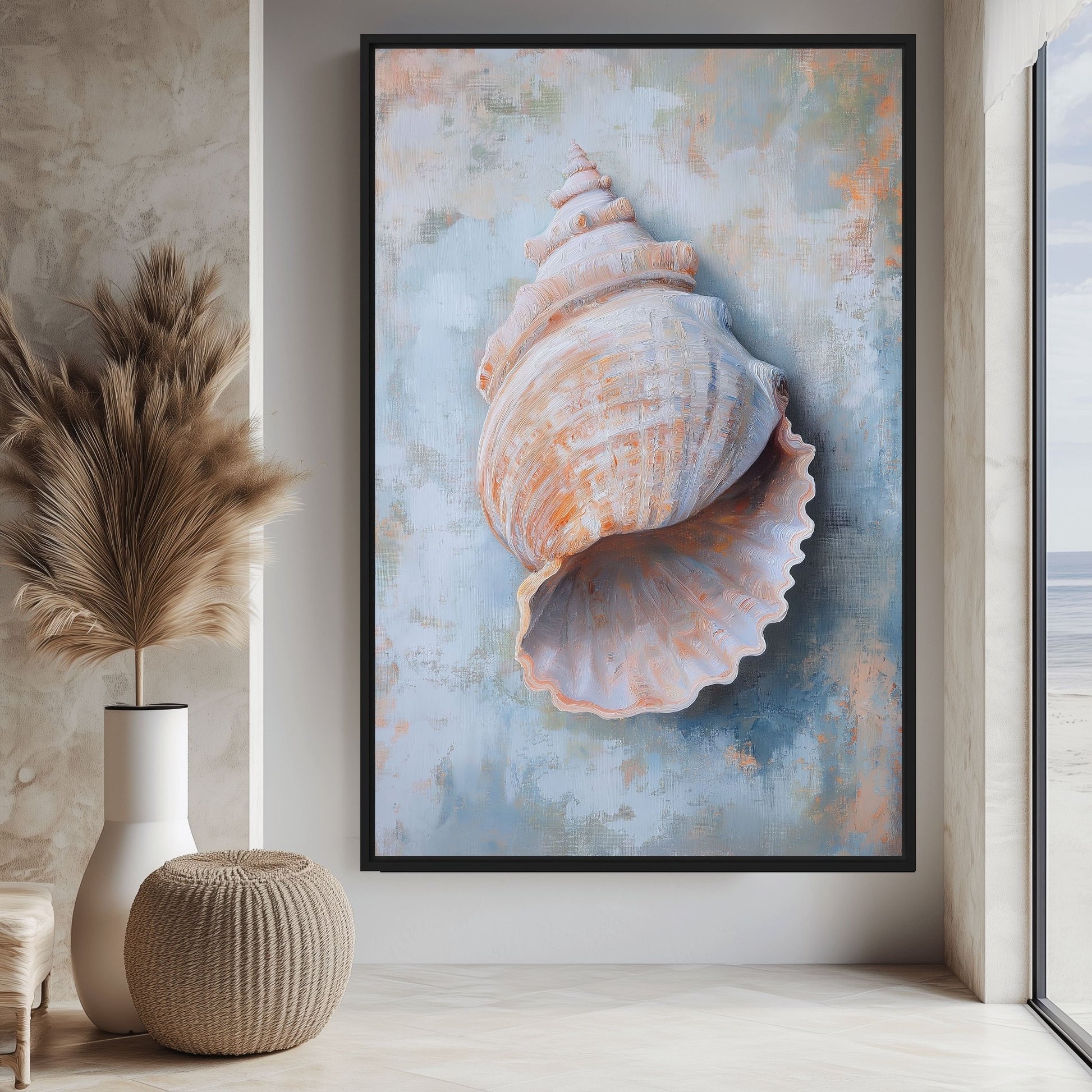 Seashell Nautical Art Framed Canvas