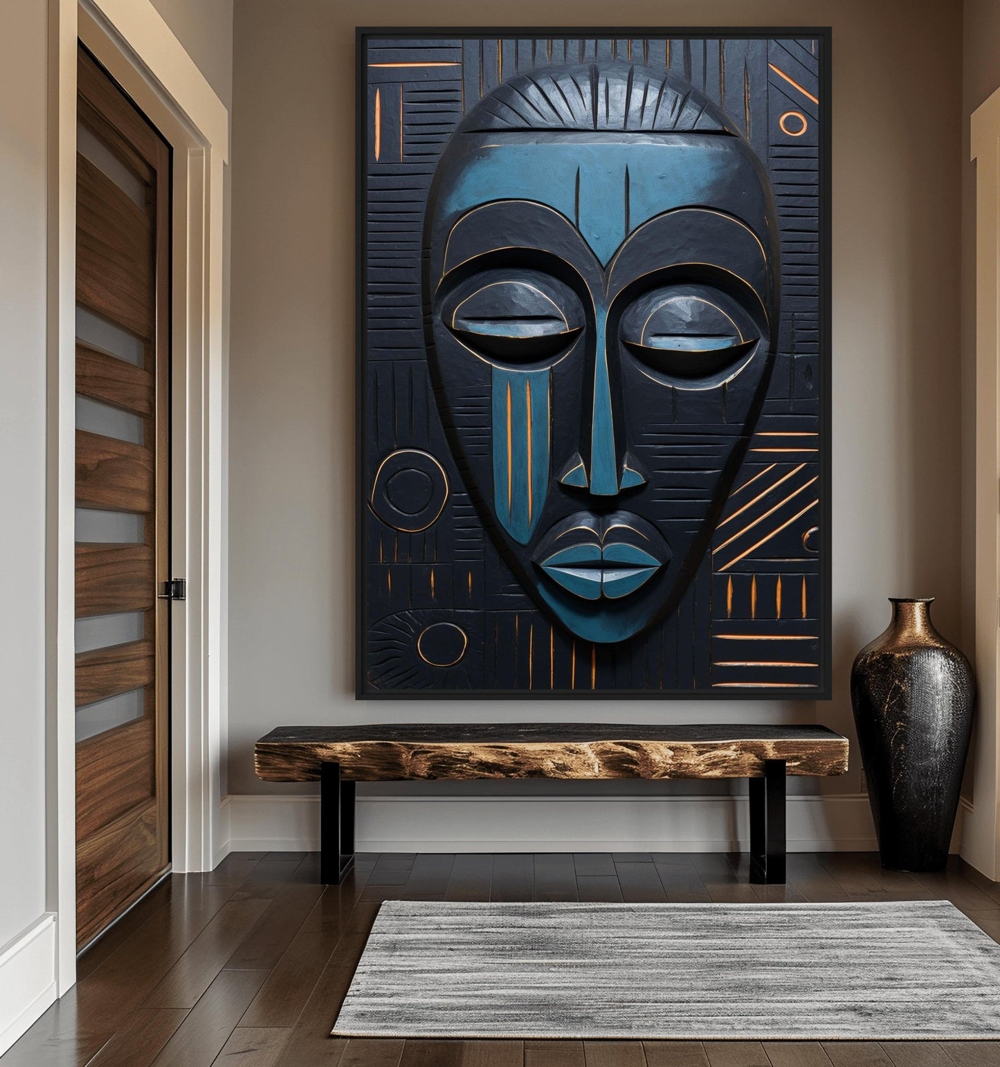 Tribal Mask African Art Framed Canvas