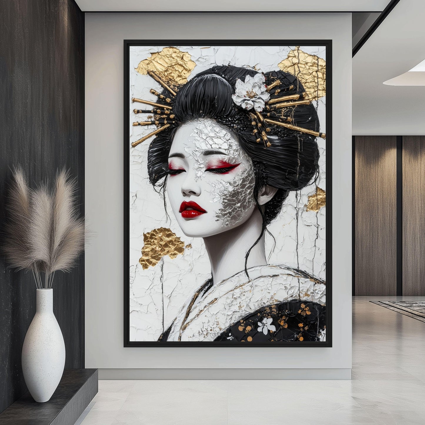 Geisha Modern Art Framed Canvas