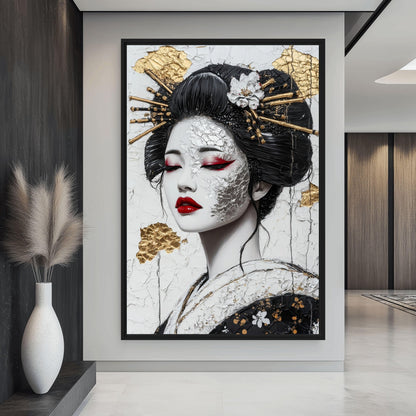 Geisha Modern Art Canvas Print Detail | PaintFu