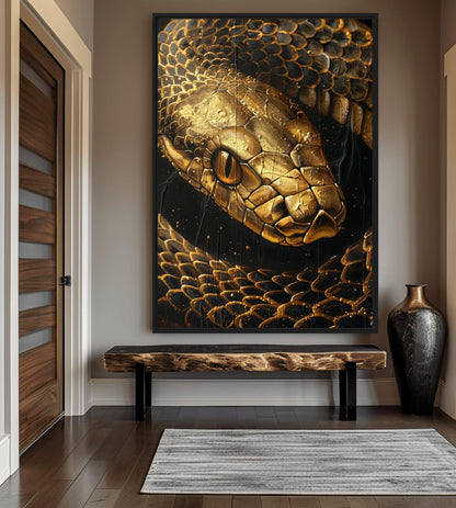 Golden Snake Luxury Art Framed Canvas