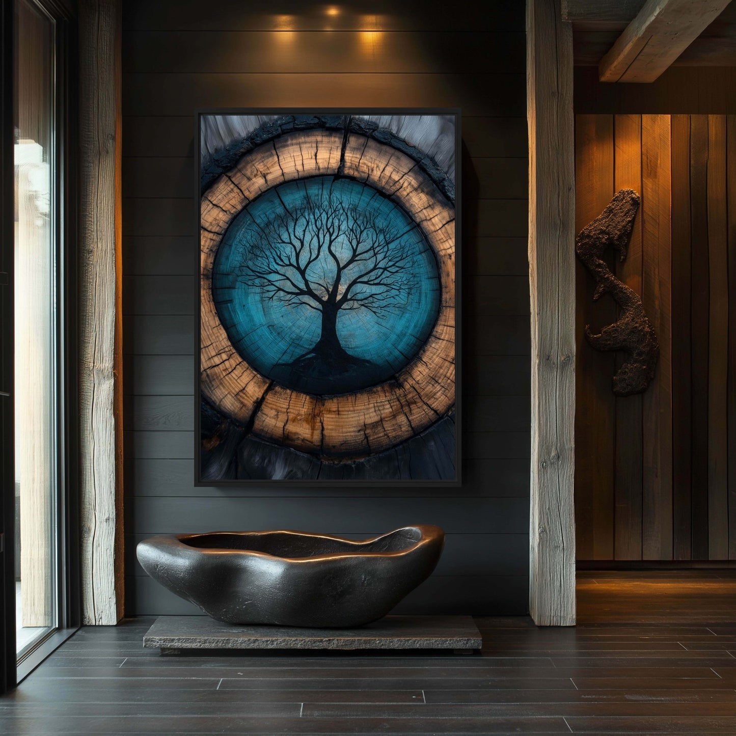 Tree Ring Art Framed Canvas