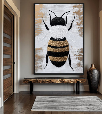 Bee Modern Art Framed Canvas