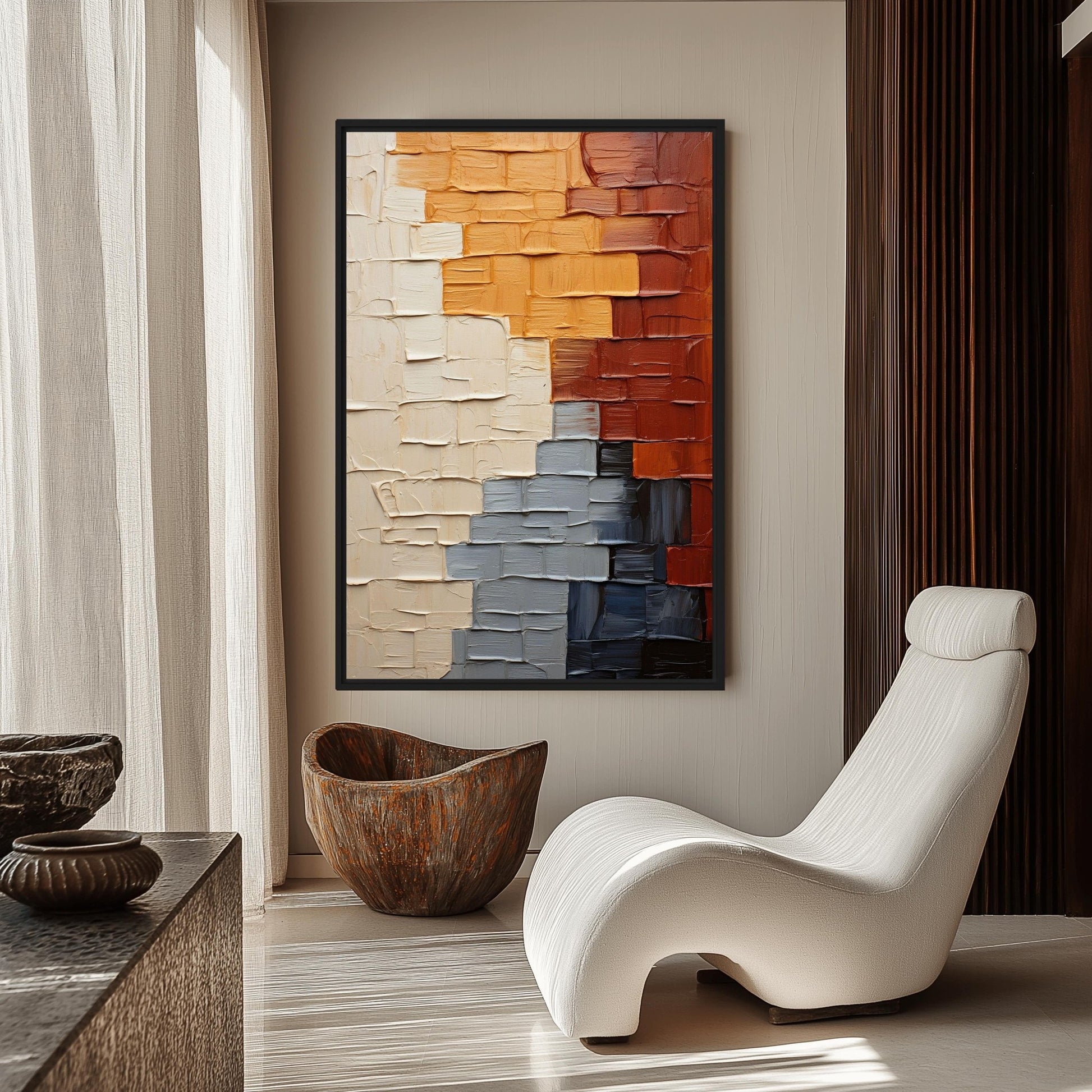 Earth Tone Modern Art Framed Canvas