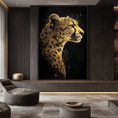 Cheetah Portrait Luxury Art Framed Canvas
