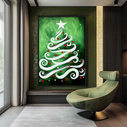 Christmas Tree Minimalist Art Framed Canvas - PaintFu