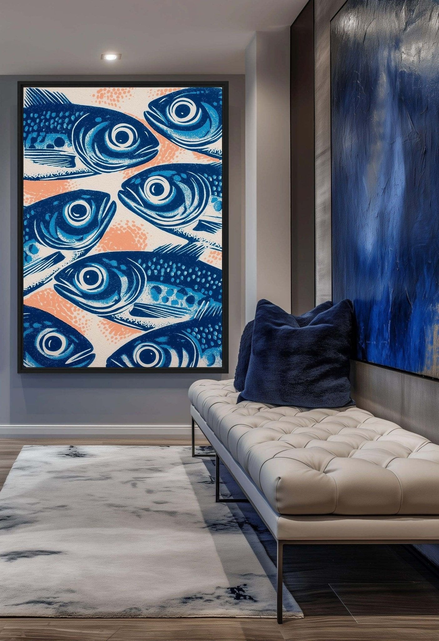 Sardines Modern Art Framed canvas - PaintFu