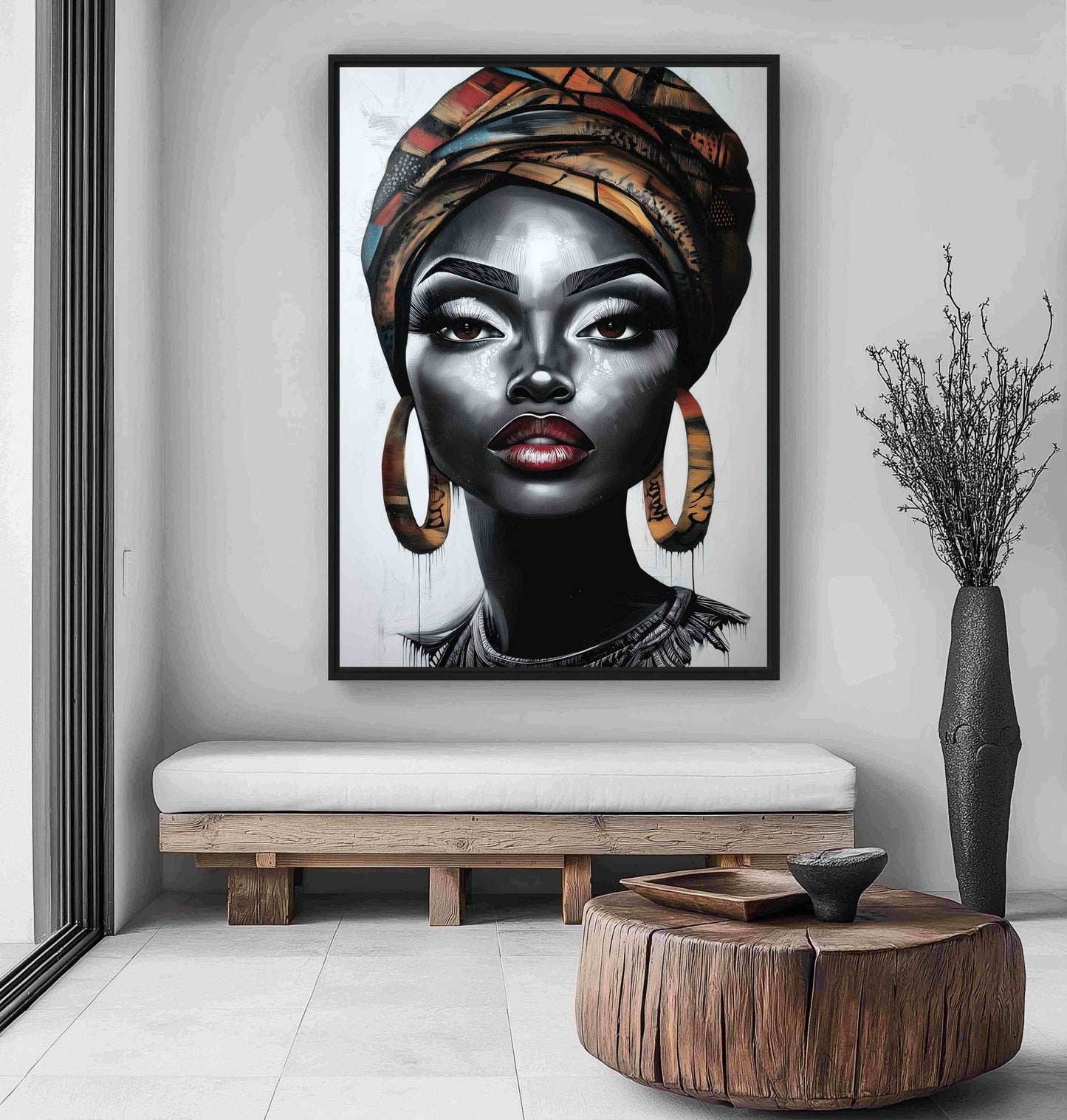 Black Woman Portrait Framed Canvas