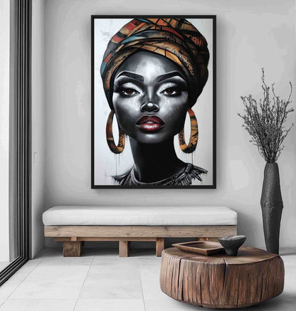 Black Woman Portrait Framed Canvas - PaintFu