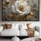 White and Gold Flowers Floral Art Digital Print