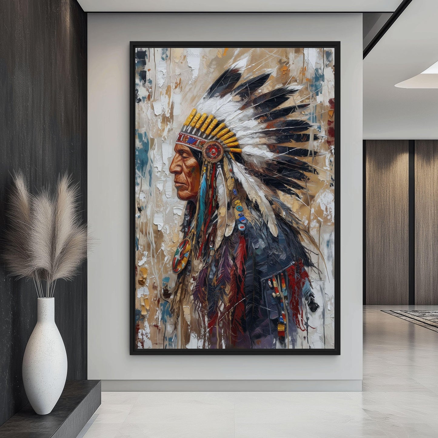 Chief Native American Art Framed Canvas