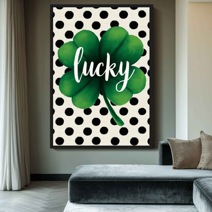 Lucky Clover Typography Art Framed Canvas - PaintFu