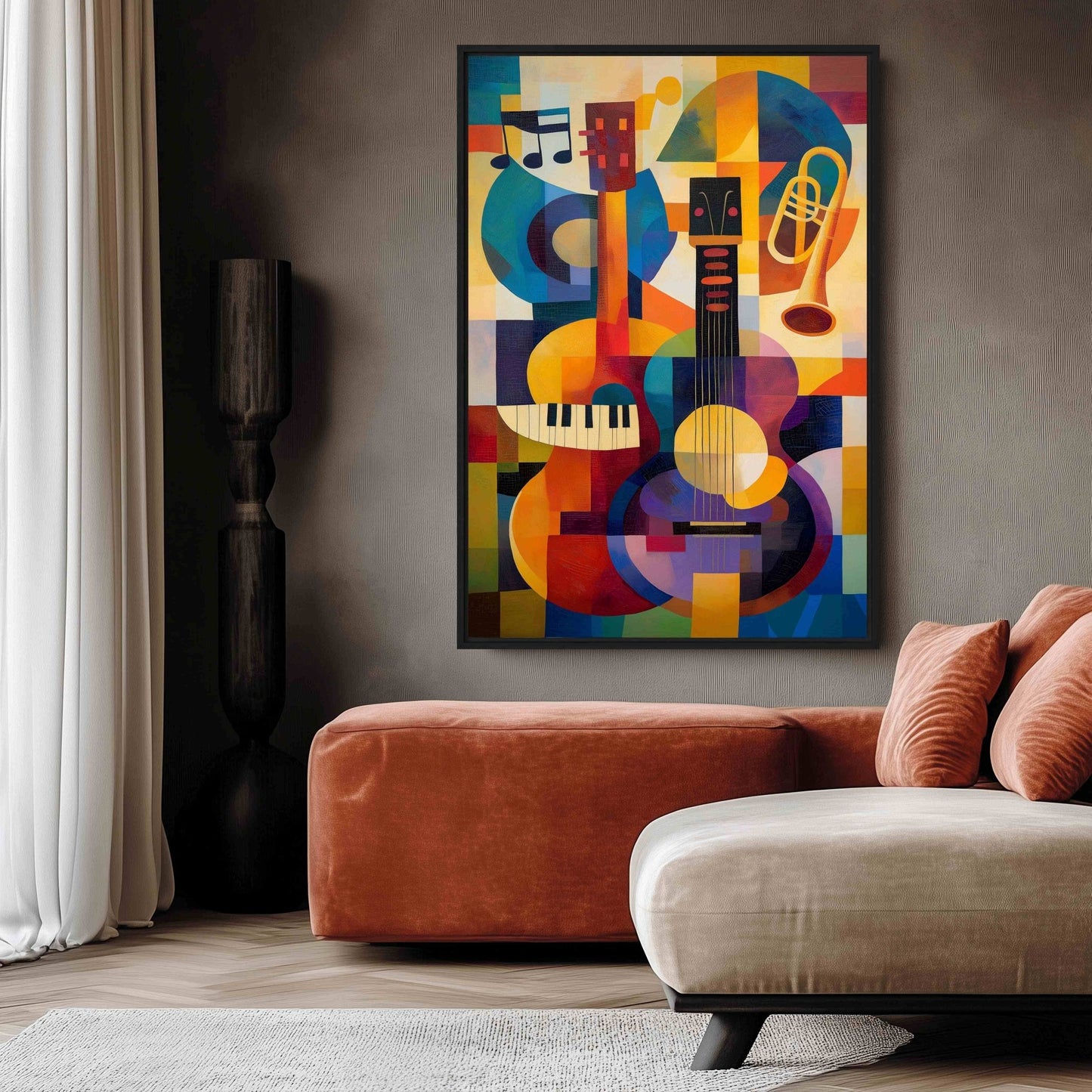 Abstract Music Art Framed Canvas