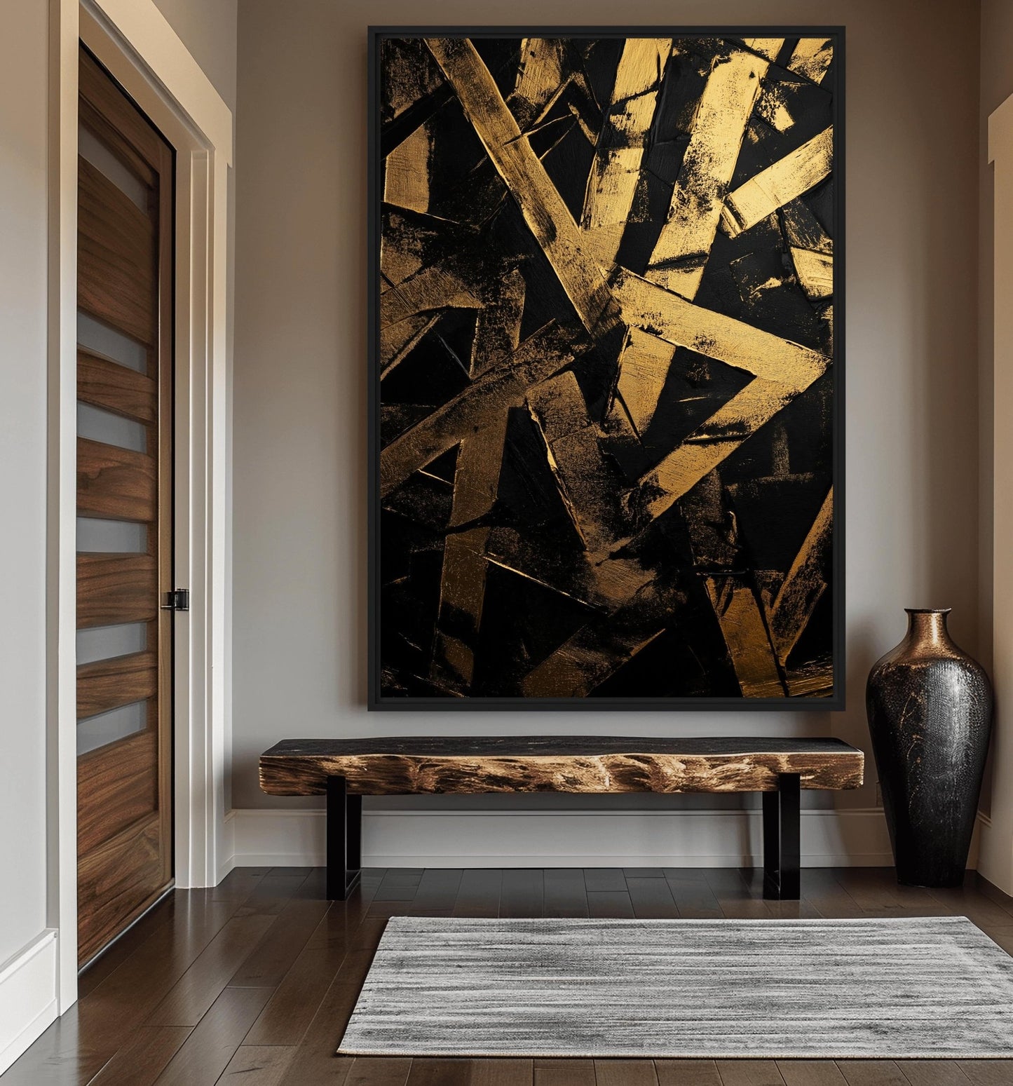 Black Gold Pattern Art Framed Canvas