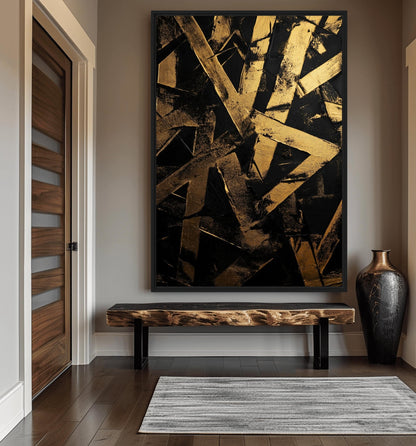 Black and Gold Pattern Art Canvas Print Detail | PaintFu