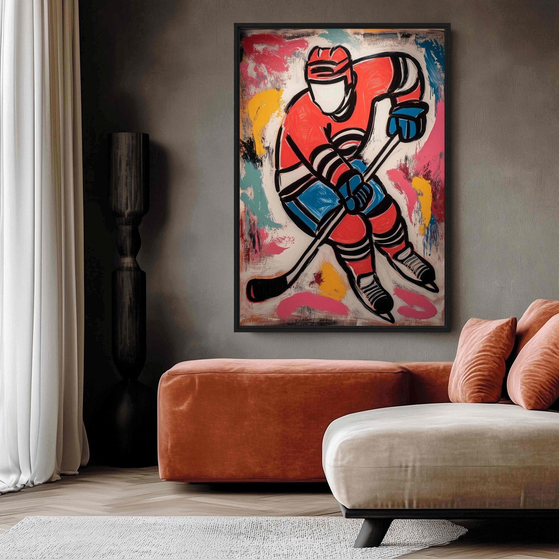 Ice Hockey Modern Art Framed Canvas - PaintFu