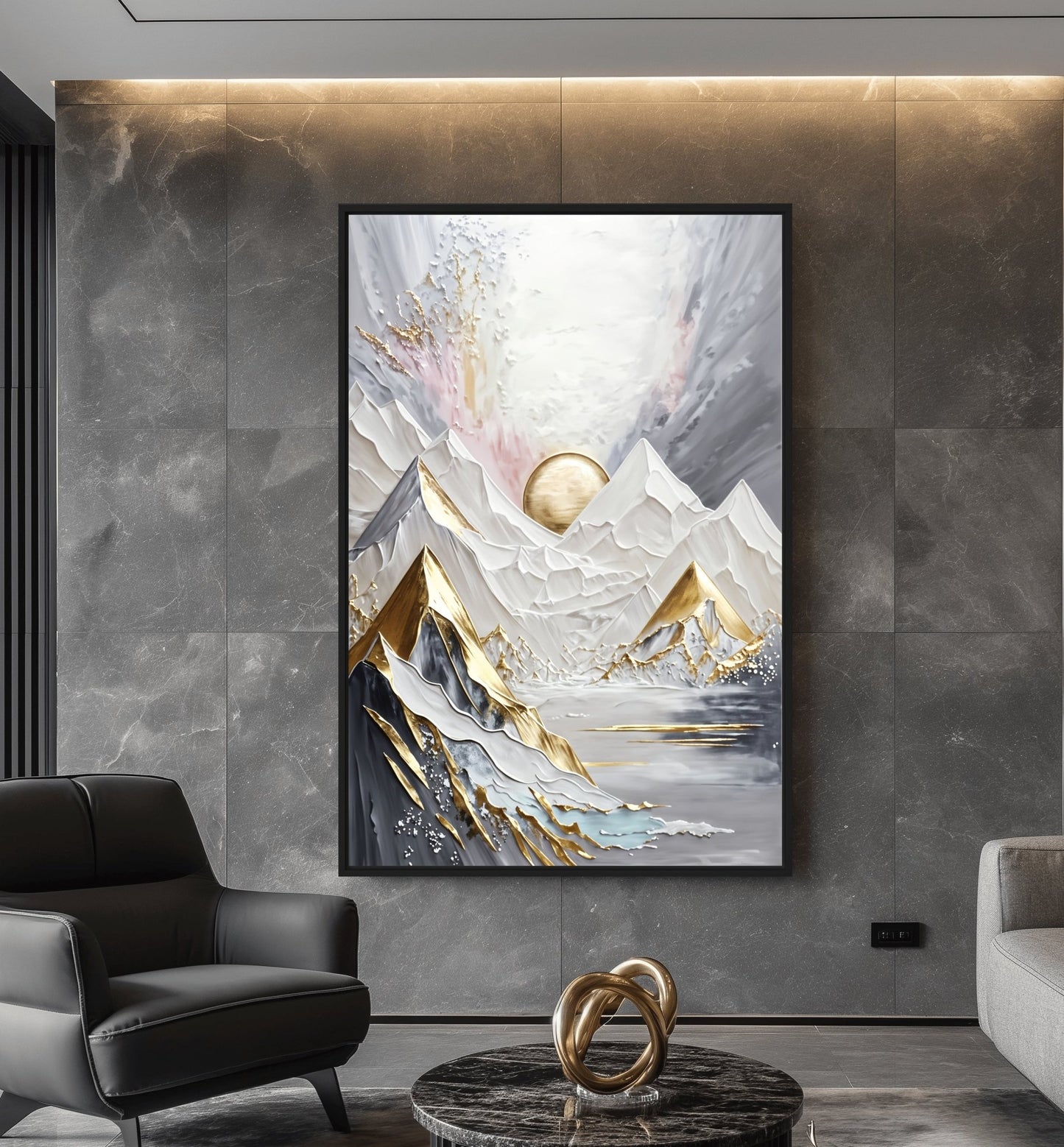 Majestic Mountains Landscape Art Framed Canvas
