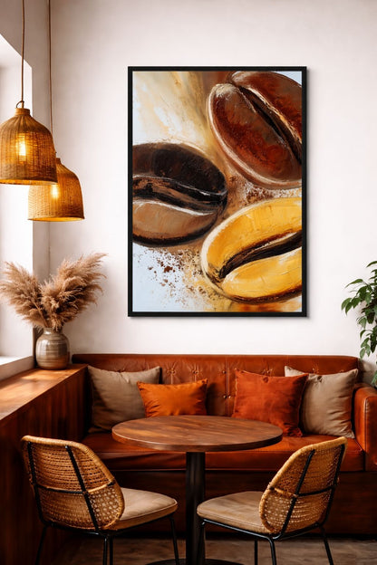 Coffee Beans Modern Art Framed Canvas - PaintFu