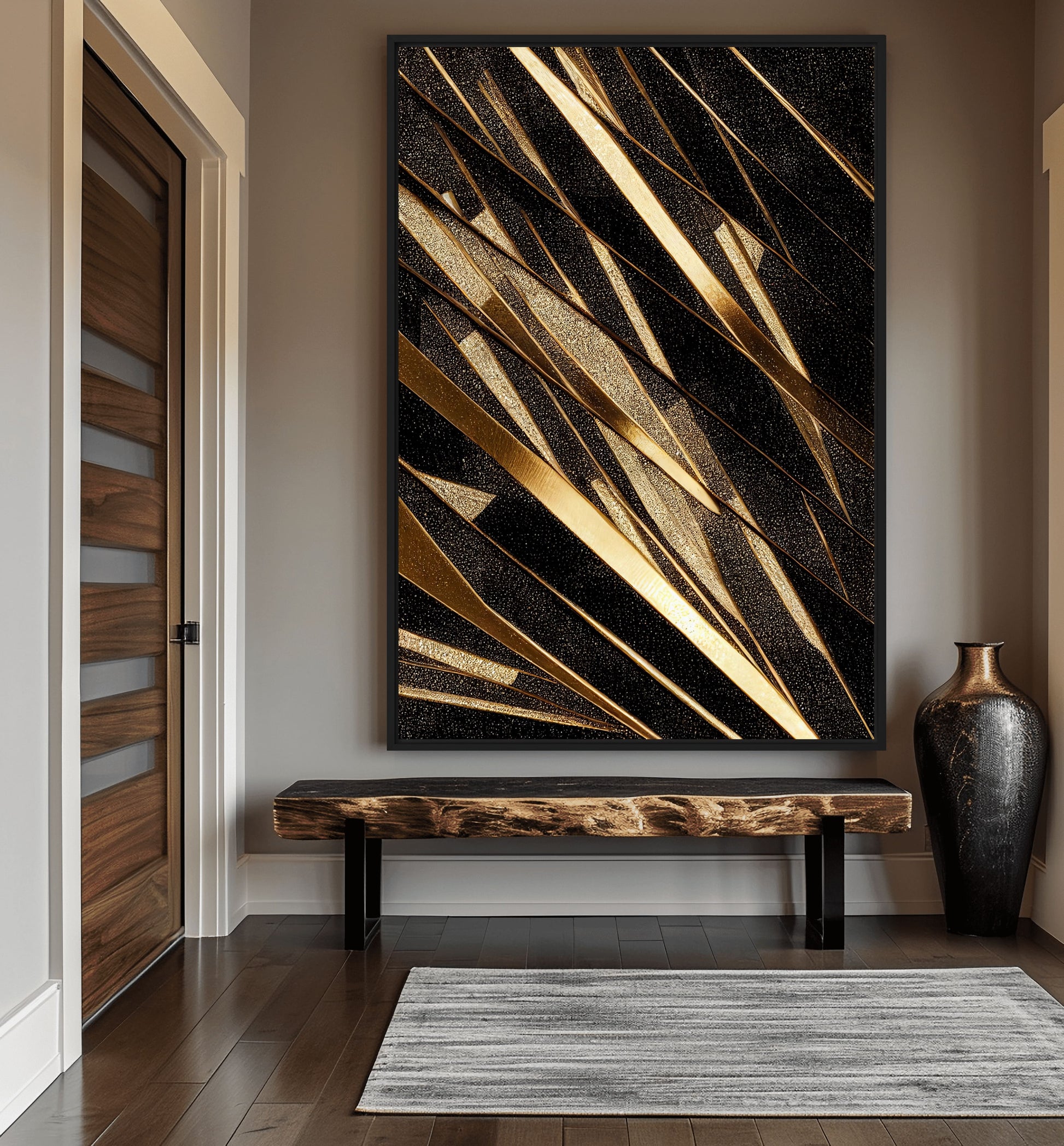 Black Gold Luxury Art Framed Canvas - PaintFu