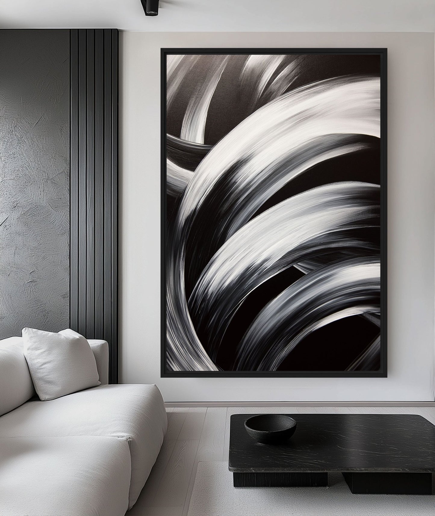 Black & White Brushstroke Art Digital Print
