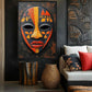 Tribal Mask African Folk Art Framed Canvas