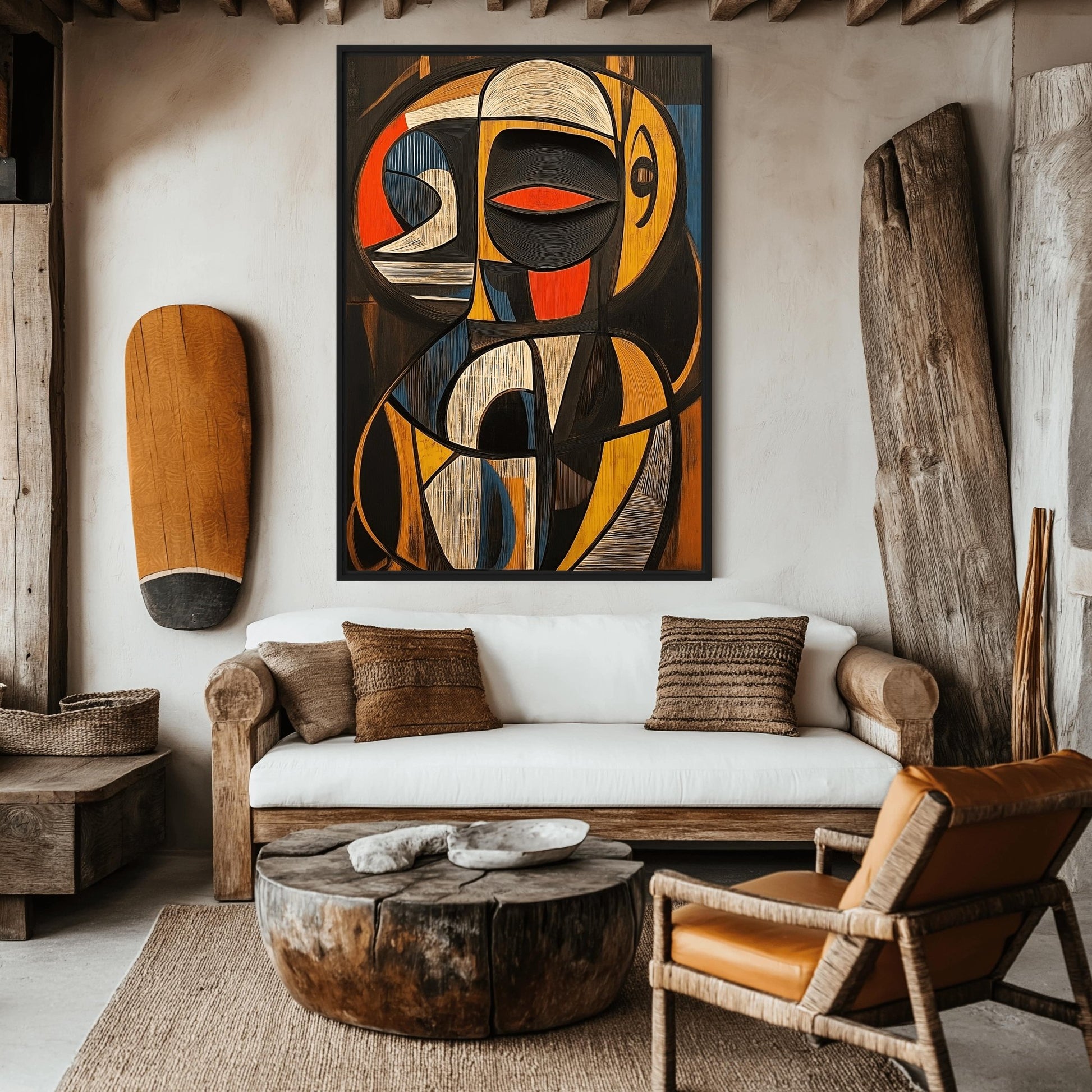 African Abstract Art Framed Canvas