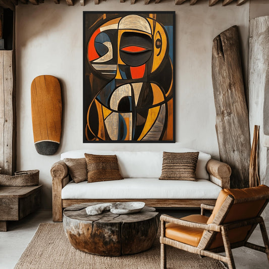 African Abstract Art Framed Canvas