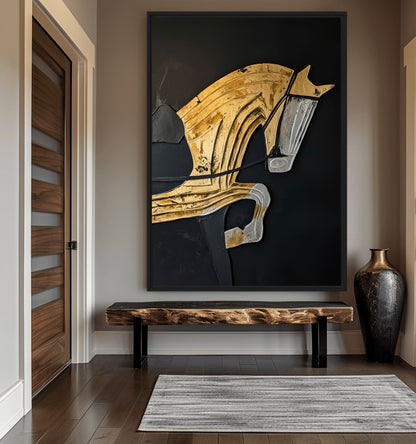 Horse Silhouette Modern Art Framed Canvas