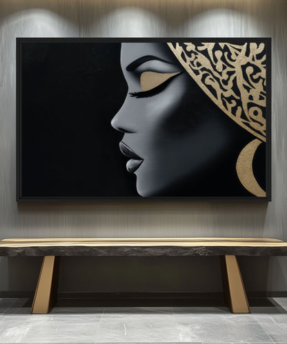 African Queen Luxury Art Canvas Print Detail | PaintFu