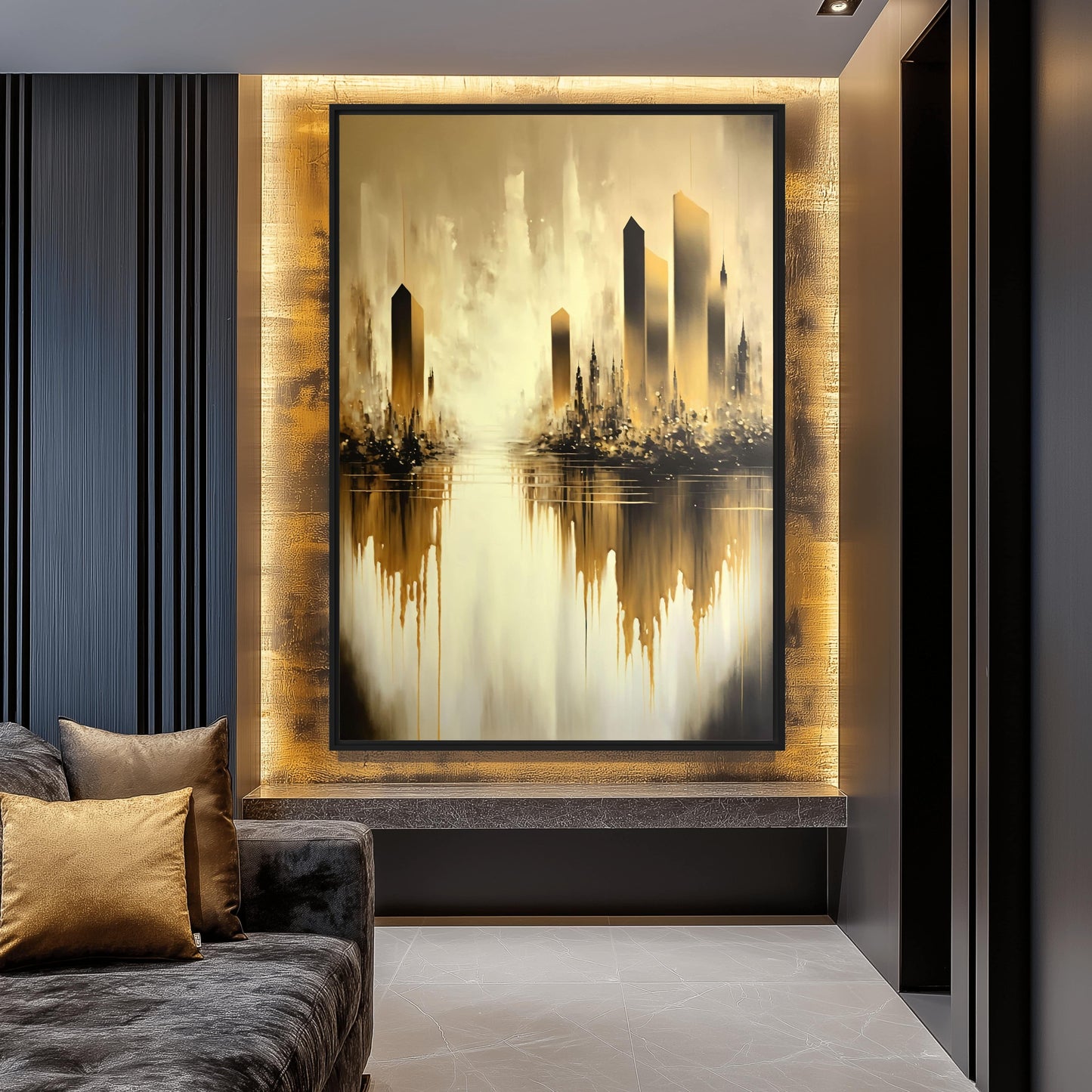 Yellow City Abstract Art Framed Canvas - PaintFu