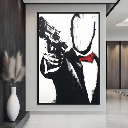 Faceless Spy Pop Art Framed Canvas - PaintFu