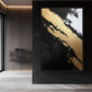 Black Gold White Abstract Art Framed Canvas