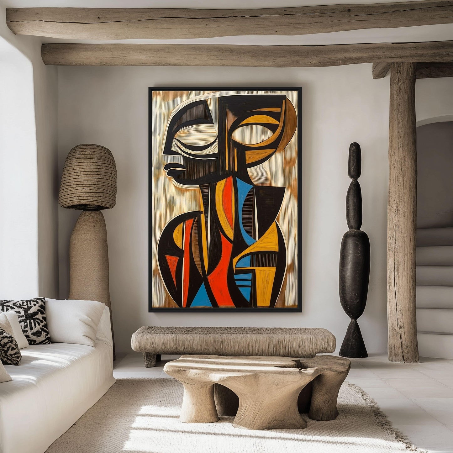 African Essence Abstract Art Framed Canvas