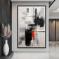 Black White Red Modern Art Framed Canvas