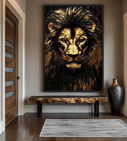 Golden Lion Luxury Art Canvas Print Detail | PaintFu