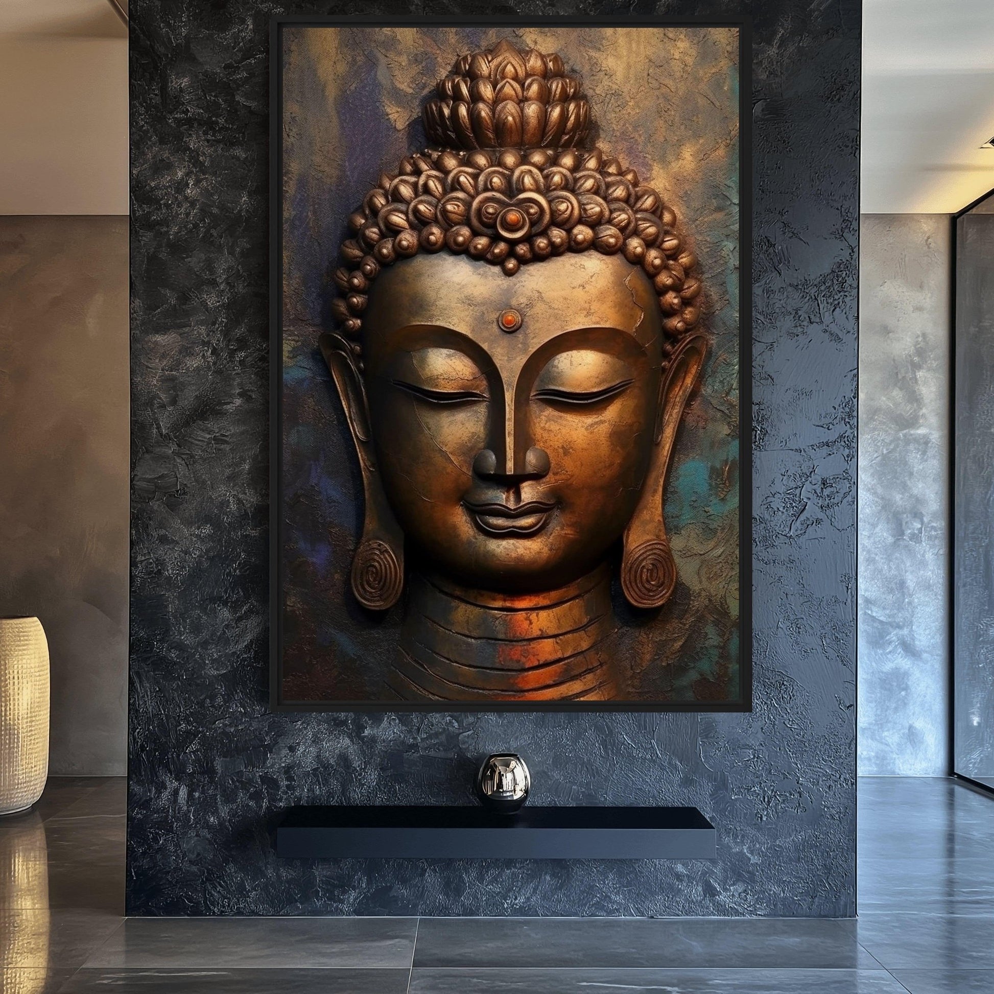 Bronze Buddha Framed Canvas