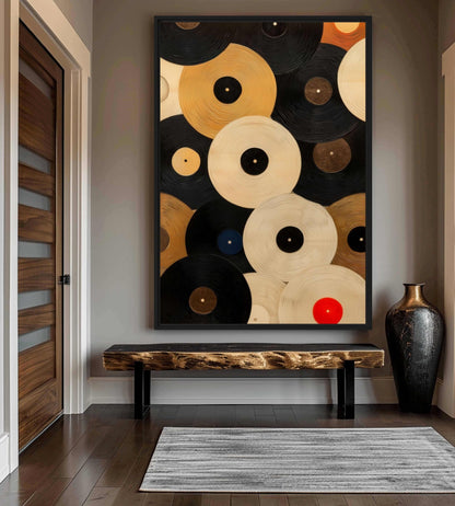 Vinyl Records Modern Art Framed Canvas - PaintFu