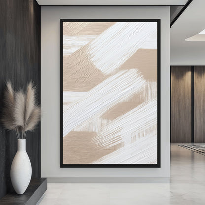 Beige & Brushstroke Art Canvas Print Detail | PaintFu