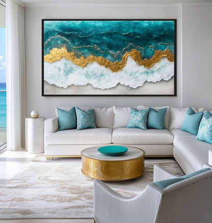 Ocean Arial View Modern Art Framed Canvas
