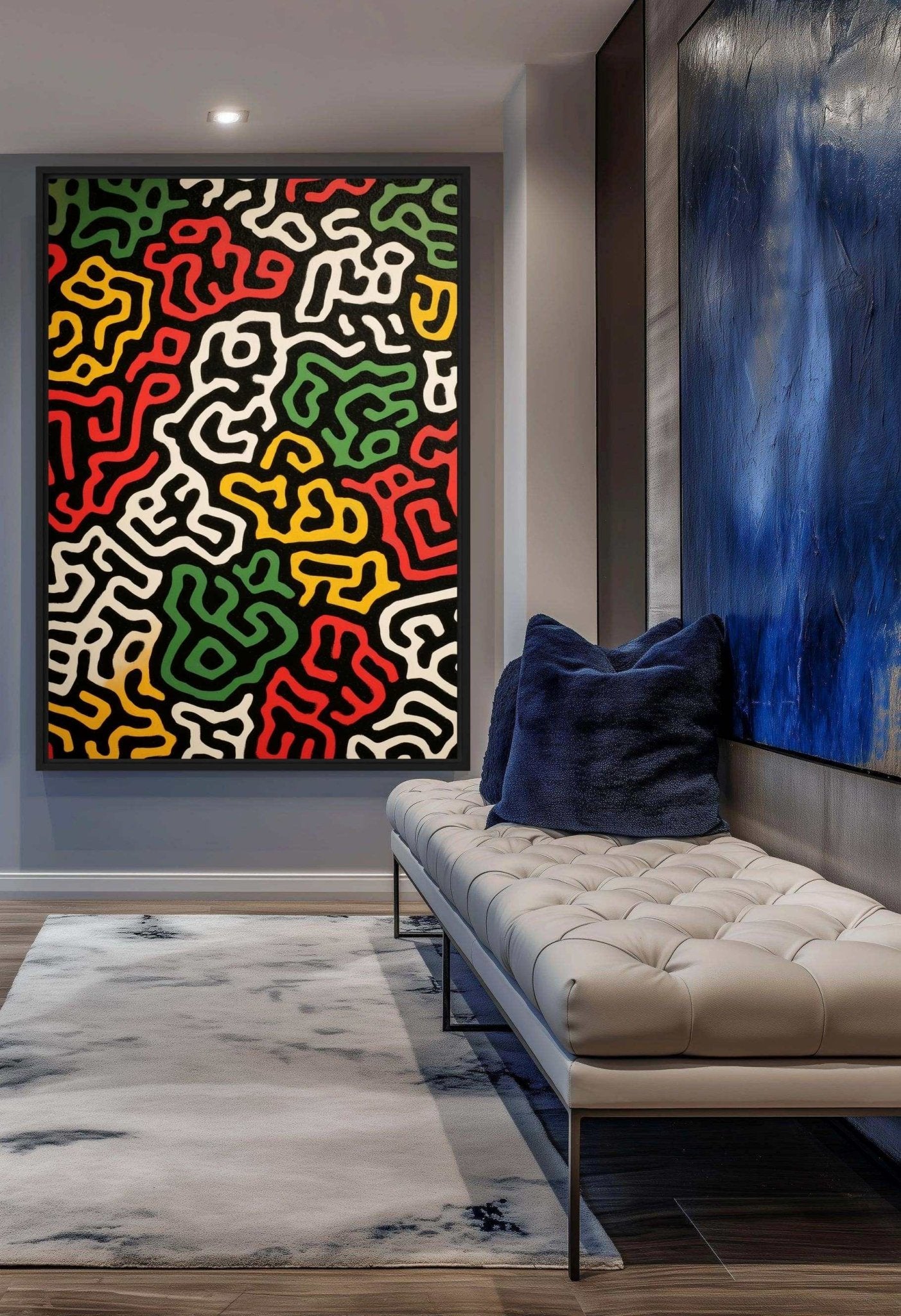 Colorful Line Art Framed canvas - PaintFu